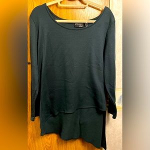 Dark Green Asymmetrical Long Sleeve Shirt